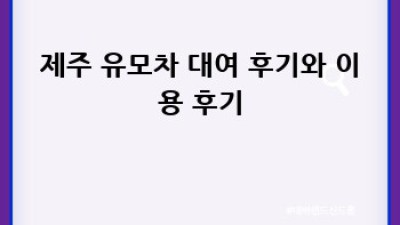 제주도 유모차 대여: 편안한 제주 여행의 시작